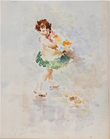 IROLLI VINCENZO (1860 - 1942) Bambino. . Acquerello . Cm 17,00 x 22,50....