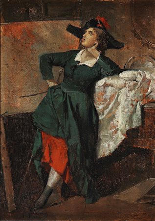 ARTISTA DEL XIX SECOLO Ritratto di gentildonna. . Olio su cartone pressato....