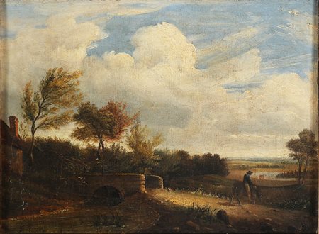 RENICA GIOVANNI (1808 - 1884) Paesaggio. . Olio su tela. Cm 32,00 x 25,00....