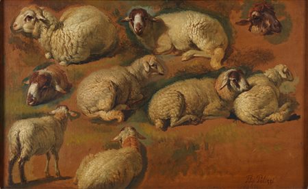 PALIZZI FILIPPO (1818 - 1899) Studio per armenti. . Olio su tela. Cm 51,00 x...