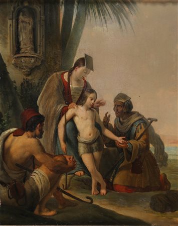 PALLIERE JEAN LEON (1823 - 1887) Figure in un paesaggio. . 1842. Olio su...