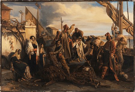 ROBERT LOUIS LEOPOLD (1794 - 1835) Attribuito a. La partenza dei pescatori...