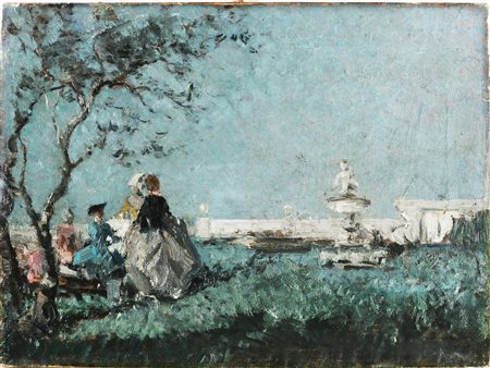 CIARDI EMMA (1879 - 1933) Nel parco. . 1925. Olio su tavola. Cm 40,00 x...