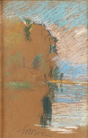 BOSIO GIANBATTISTA (1873 - 1946) Rocca di Manerba. Pastello su cartoncino ....