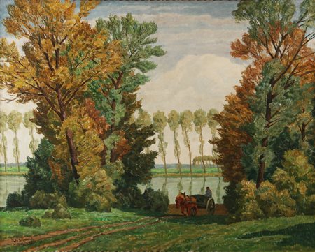 DE BERNARDI DOMENICO (1892 - 1963) Paesaggio. . 1930. Olio su tela. Cm 90,00...