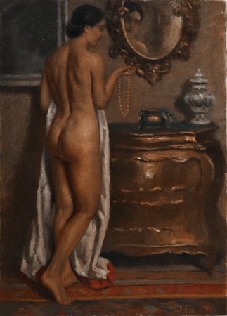 BETTINELLI MARIO GIUSEPPE (1880 - 1953) Nudo di donna. . Olio su tela. Cm...