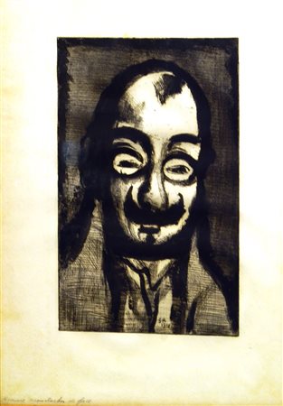 ROUAULT GEORGES F 1871 - 1958 "Uomo con i baffi" 42x31 foglio, 19x29...