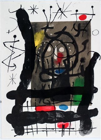 MIRO' JOAN E 1893 - 1983 "Cartons XVII" 1965 37,9x27,7 litografia originale a...