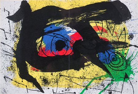 MIRO' JOAN E 1893 - 1983 "Senza titolo" 38x55,5 litografia originale a colori...