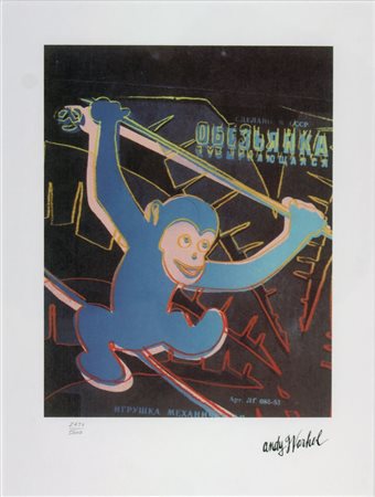WARHOL ANDY USA 1927 - 1987 "Monkey" 41x30,5 litografia a colori, es....