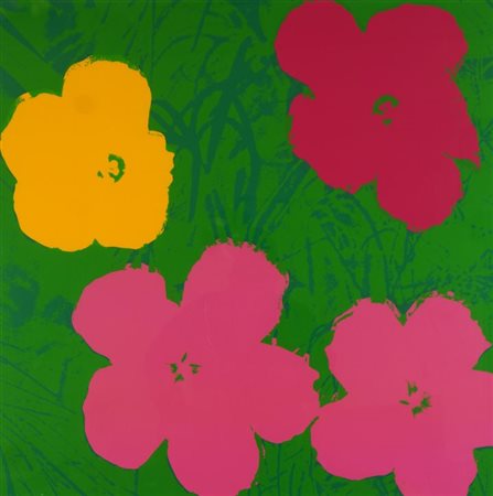 WARHOL ANDY USA 1927 - 1987 "Flowers" 91x91 serigrafia a colori Certificato...