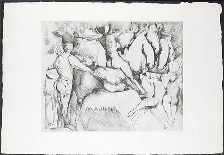 MARINI MARINO Pistoia 1901 - 1980 "Il teatro delle maschere" 97x67,5 (foglio)...