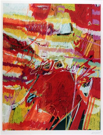 RUGGERI PIERO Torino 1930 - 2009 "Senza titolo" 64x50 litografia a colori,...