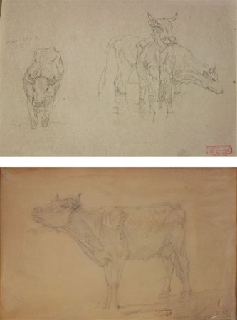 QUADRONE GIOVAN BATTISTA Mondovì (CN) 1844 - 1898 Torino Lotto di due disegni...