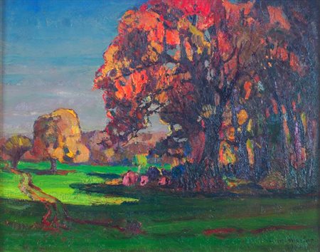 MERLO METELLO Milano 1886 - 1964 Torino "Autunno" 1928 30x37,5 olio su...