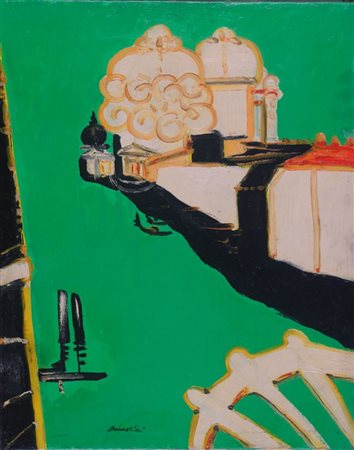 BRINDISI REMO Roma 1918 - 1996 Milano "Venezia verde" 1969 50x40 olio su tela...