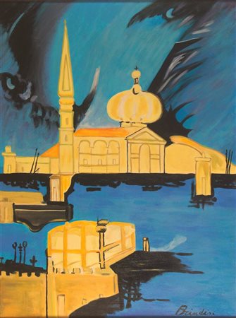 BRINDISI REMO Roma 1918 - 1996 Milano "Omaggio a Venezia" 1963 80x60 olio su...