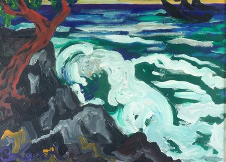 LEVI CARLO Torino 1902 - 1975 Roma "Marina" 3/12/1967 75x70 olio su tela...