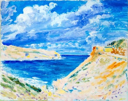 SASSU ALIGI Milano 1912 - 2000 "La cala" 1966 40x50 olio su tela Opera...