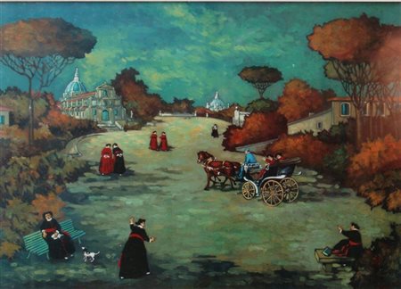 CAFFE' NINO Alfadena (AQ) 1909 - 1975 Pesaro "Senza titolo" 50x70 olio su...