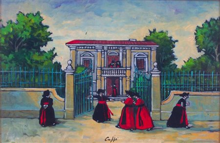 CAFFE' NINO Alfadena (AQ) 1909 - 1975 Pesaro "Davanti al cancello" 1969 20x30...