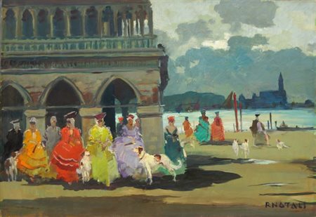 NATALI RENATO Livorno 1883 - 1979 "Veneziana" fine anni '950 34,5x50 olio su...