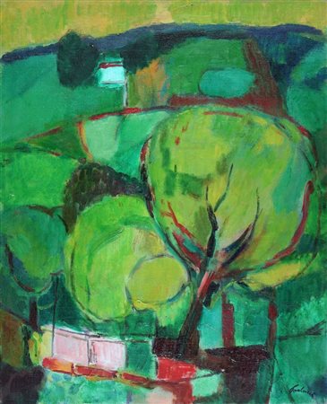 PAULUCCI ENRICO Genova 1901 - 1999 Torino "Collina torinese" 1965 55x45 olio...