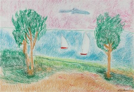 PAULUCCI ENRICO Genova 1901 - 1999 Torino "Costa ligure" anni '970 35x50...