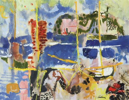 PAULUCCI ENRICO Genova 1901 - 1999 Torino "Paesaggio marino" 45x60 tecnica...