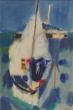 PAULUCCI ENRICO Genova 1901 - 1999 Torino "Marina" anni '950/60 47x32 gouache...