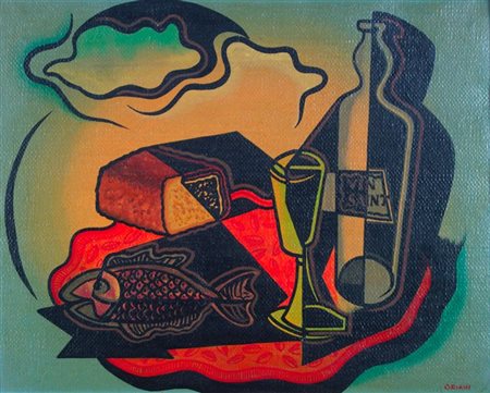 ORIANI PIPPO Torino 1909 - 1972 Roma "Natura morta evangelica" 40x50 olio su...