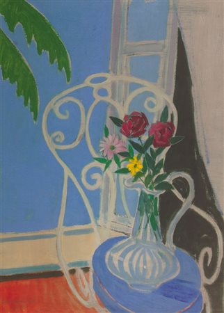 CAMPAGNOLI ADALBERTO Verona 1905 - 1983 Torino "Vaso di fiori" 70x50 olio su...