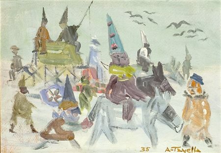 TAVELLA ALDO Verona 1909 - 2004 "Venerdi gnocolar" 1935 24x35 olio su...