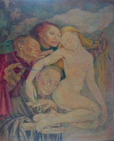 VERCELLI GEMMA Torino 1916 - 1995 Montecarlo "Autoritratto col padre Giulio...