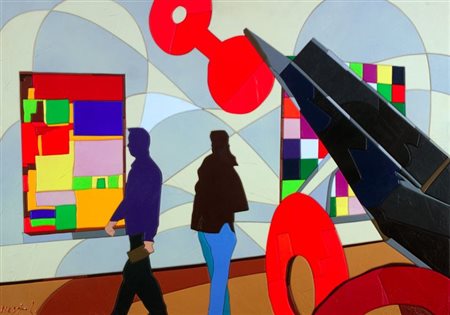 NESPOLO UGO Mosso Santa Maria (VC) 1941 "Colori al Moma" 50x70 acrilici e...