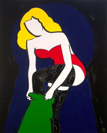 LODOLA MARCO Dorno (PV) 1955 "Pin up" 100x80 smalti su tela Opera firmata in...