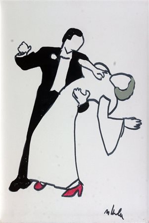 LODOLA MARCO Dorno (PV) 1955 "Senza titolo" 50x35 tecnica mista e smalti su...