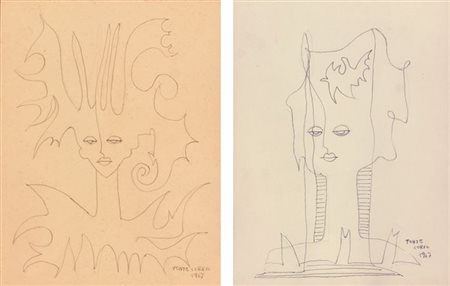 PONTECORVO RAFFAELE Roma 1910 - 1983 Torino "Coppia di disegni" 1967 Entrambi...
