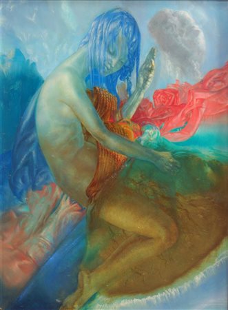 ABACUC (Silvano Gilardi) Torino 1933 "Venere ?" 1972 50x40 olio su tavola...