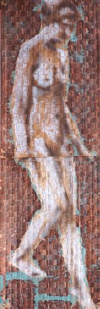 BERRUTI VALERIO Alba (CN) 1977 "Bagnante" 1999 90x30 rulli e aerografo su...