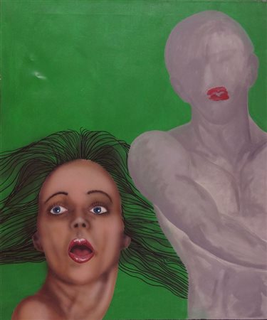 DE PARIS ENRICO Mel-Belluno 1960 "Green!" 1984 100x70 olio su tela Opera...