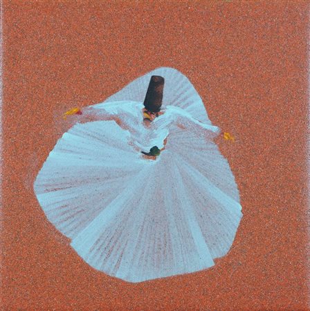 MONDINO ALDO Torino 1938 - 2005 "Derviscio" 2003 40x40 olio su linoleum Opera...