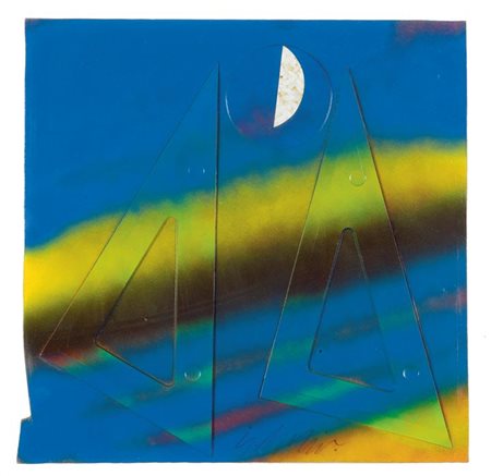 DANGELO SERGIO Milano 1932 "L'éternel retour" 33x33, tecnica mista, smalti e...