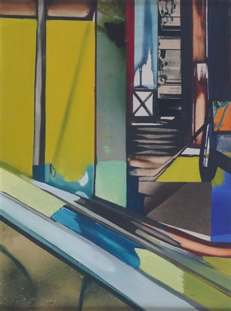 RAMELLA GIORGIO Torino 1939 "Città" 1965 40x30 olio su tela Opera firmata,...