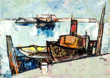 ROCCATI LUIGI Chieri (TO) 1906 - 1967 "Imbarcadero a Venezia" 29.11.1979...