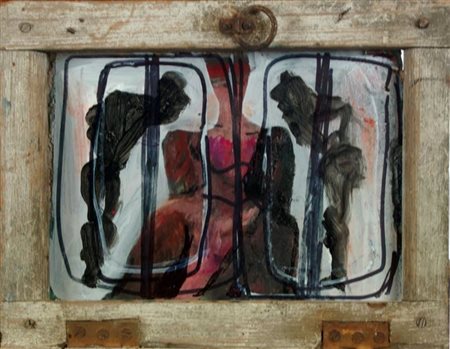 PAGNONI PAOLO Milano 1948 "La scimmia" 1985 26,5x35,5 acrilico e olio su...