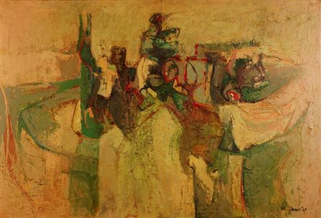 CHESSA MAURO Torino 1933 "Natura morta" 1960 80x120 olio su tela Opera...