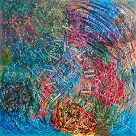 LORA TOTINO ARRIGO Torino 1928 "Fluens Flos" 1990 80x80 tecnica mista su...