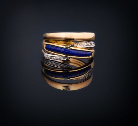 Anello in oro gr 6.10, lapis, brillanti ct 0.04. . . [Nessun Autore] . . .