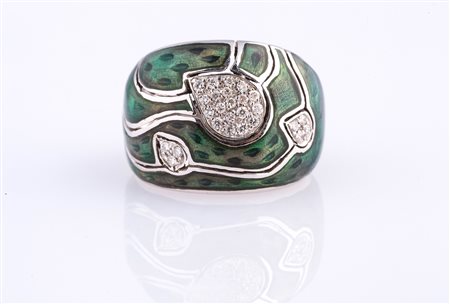 NOUVELLE BAGUE Anello in oro, smalto e brillanti, gr 10 circa. . . NOUVELLE...